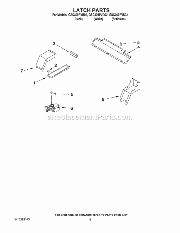 Whirlpool GSC309PVS02 Wall Oven/Microwave Combo Latch Parts Diagram