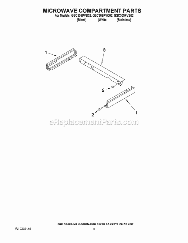 Whirlpool GSC309PVS02 Wall Oven/Microwave Combo Microwave Compartment Parts Diagram