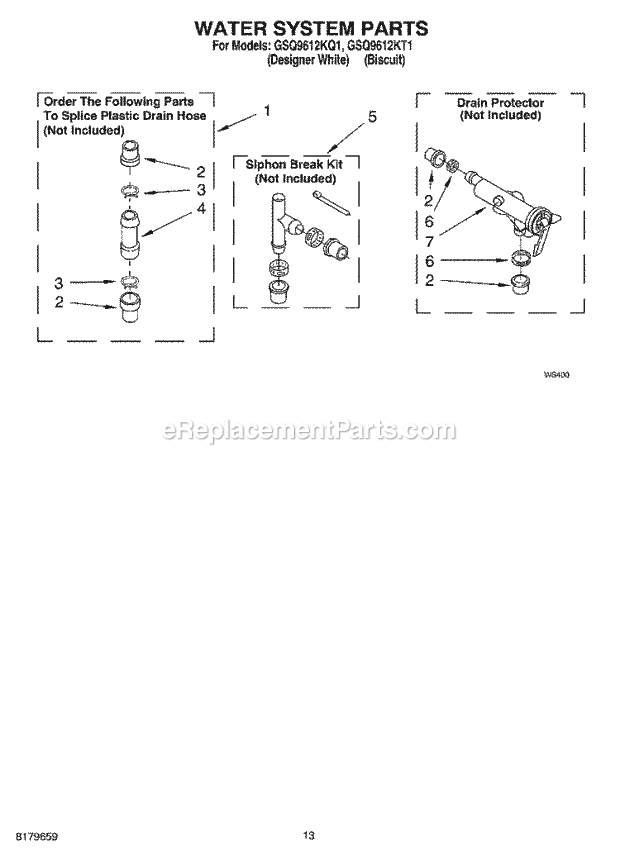 Whirlpool GSQ9612KQ1 Residential Washer Water System Diagram