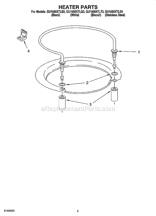 Whirlpool GU1500XTLQ3 Undercounter Dishwasher Heater Parts Diagram