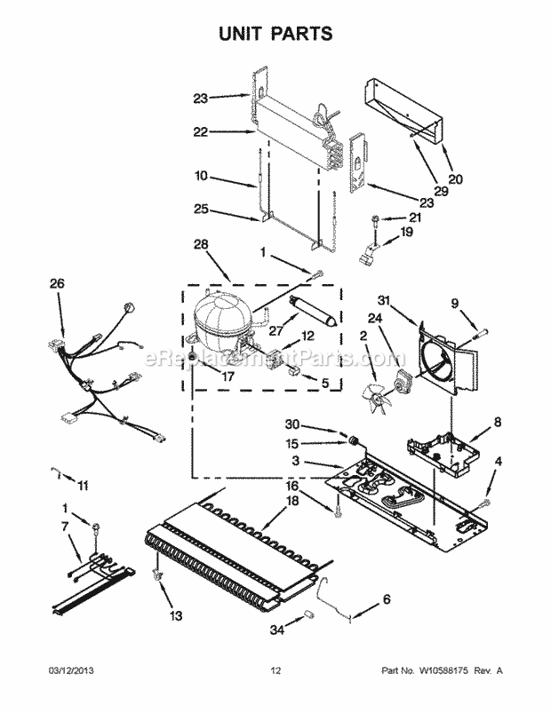 Whirlpool GX2SHBXVQ05 Refrigerator Unit Parts Diagram
