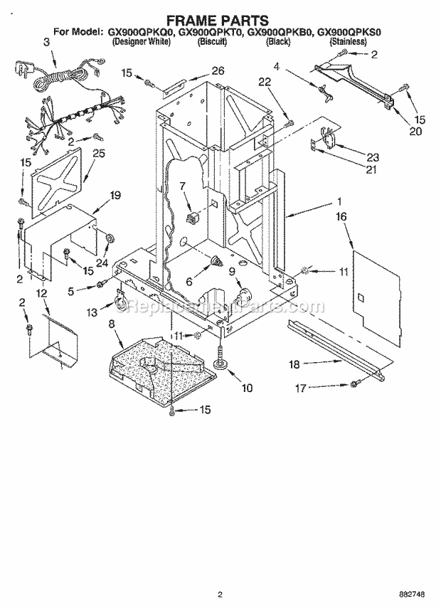 Whirlpool GX900QPKS0 Compactor Frame Diagram