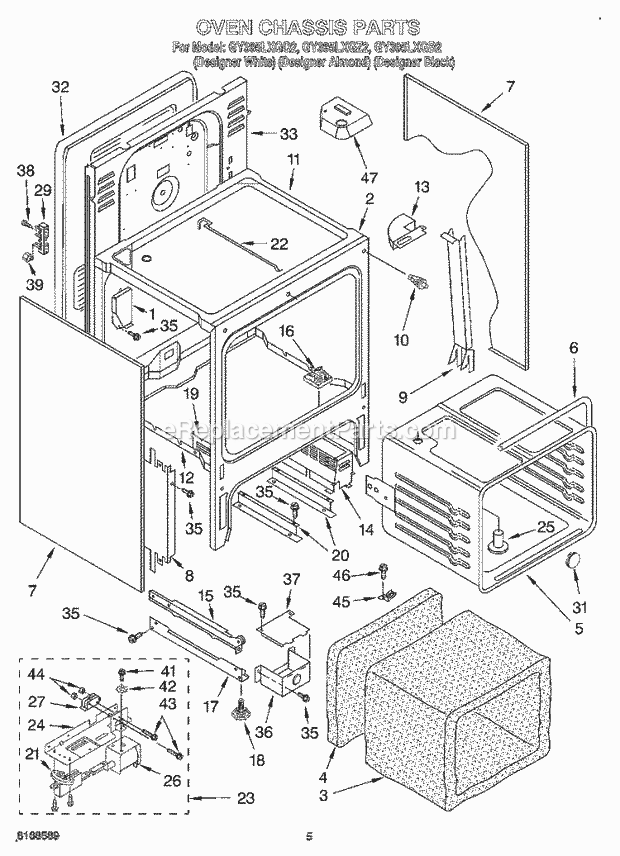 Whirlpool GY395LXGZ2 Freestanding Electric Range Oven Chassis Diagram