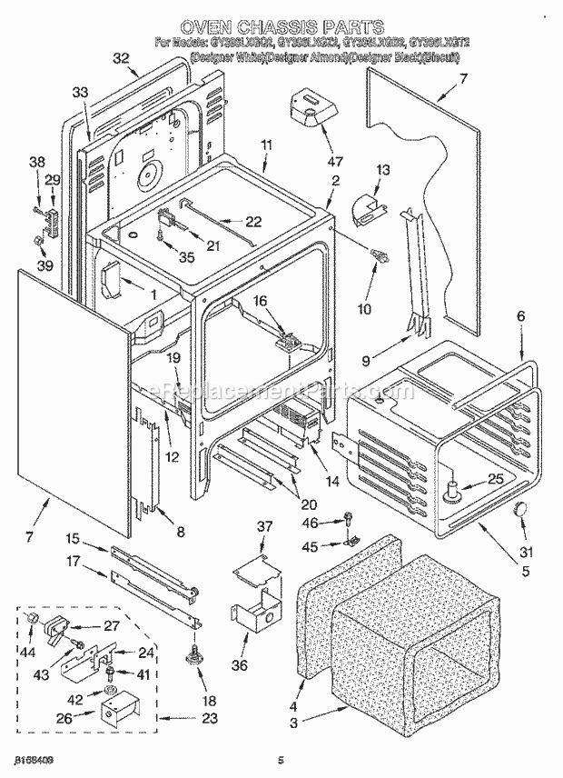 Whirlpool GY396LXGB2 Electric Range Oven Chassis Diagram