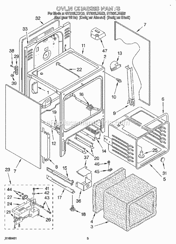 Whirlpool GY396LXGB3 Electric Range Oven Chassis Diagram