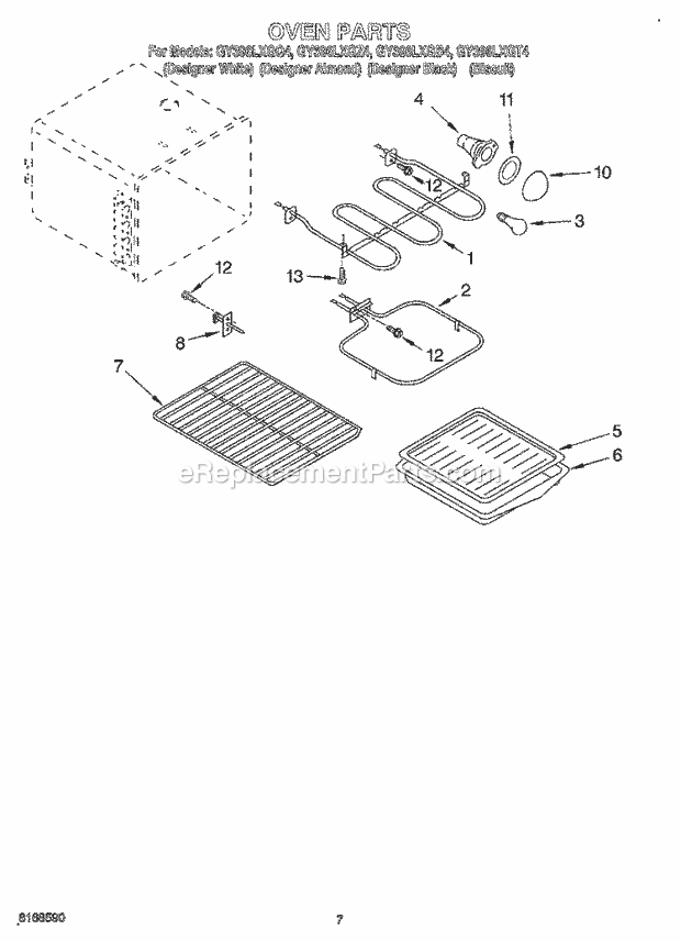 Whirlpool GY396LXGT4 Electric Range Oven Diagram