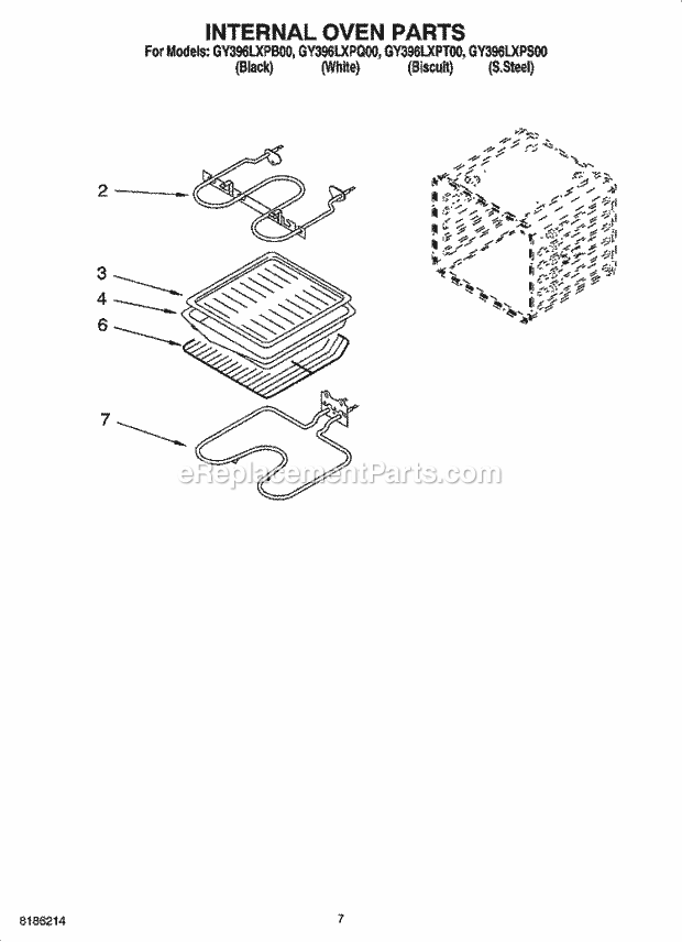 Whirlpool GY396LXPS00 Electric Slide-in Range Internal Oven Parts Diagram