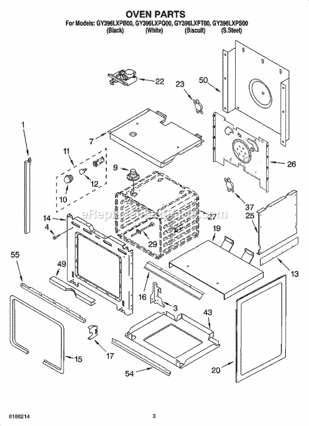 Whirlpool GY396LXPS00 Electric Slide-in Range Oven Parts Diagram