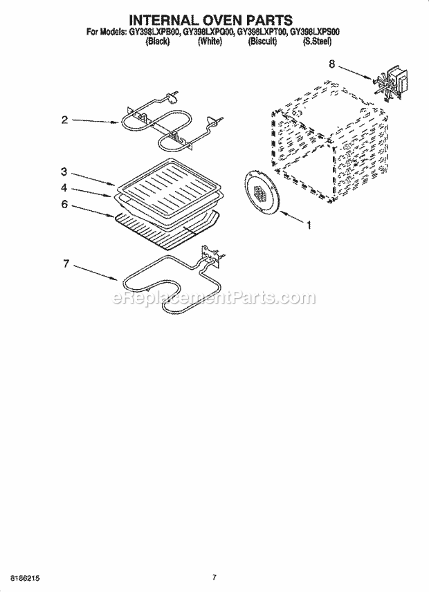 Whirlpool GY398LXPB00 Electric Range Internal Oven Parts Diagram