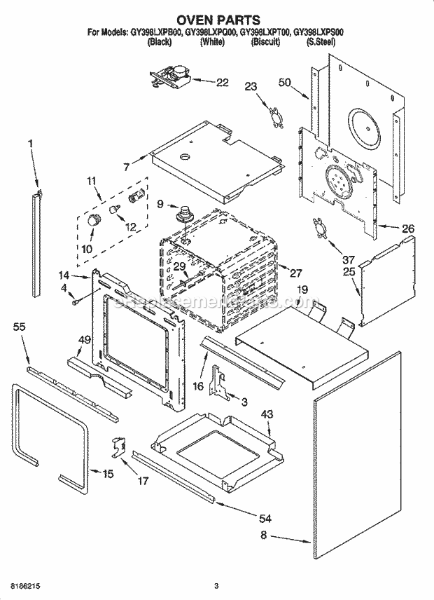 Whirlpool GY398LXPS00 Electric Range Oven Parts Diagram