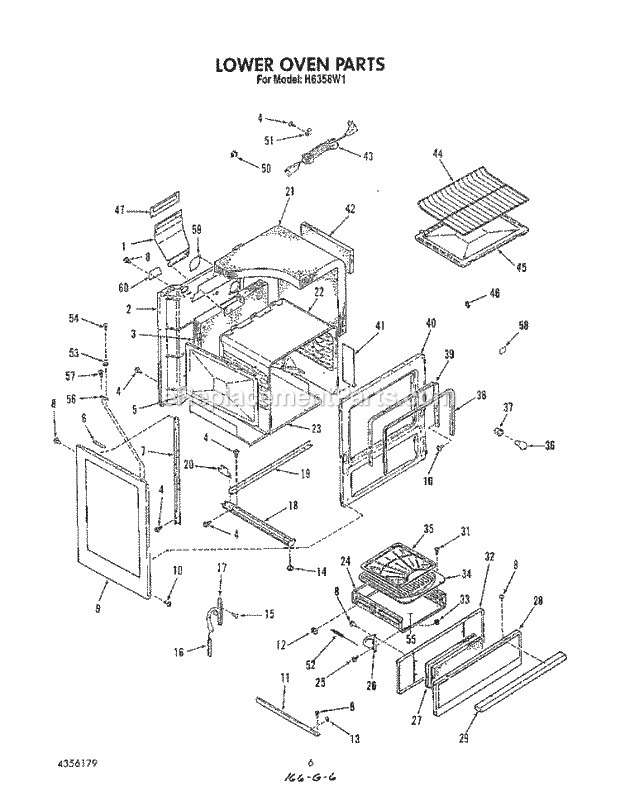 Whirlpool H6358^1 Range Lower Oven Diagram