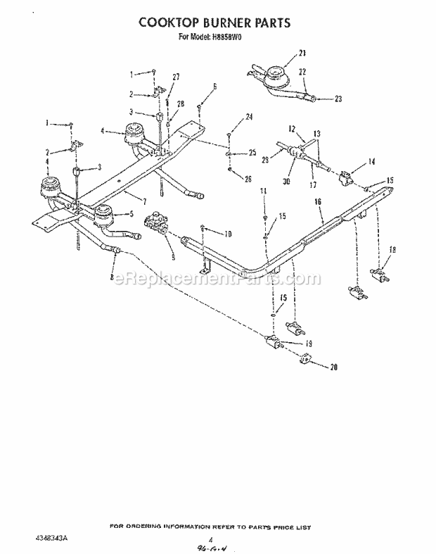 Whirlpool H8858^0 Range Cook Top Burner Diagram