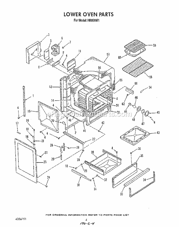 Whirlpool H8858L1 Range Lower Oven Diagram