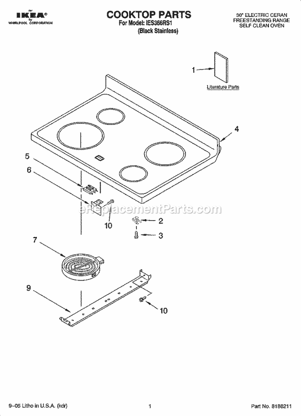 Whirlpool IES366RS1 30