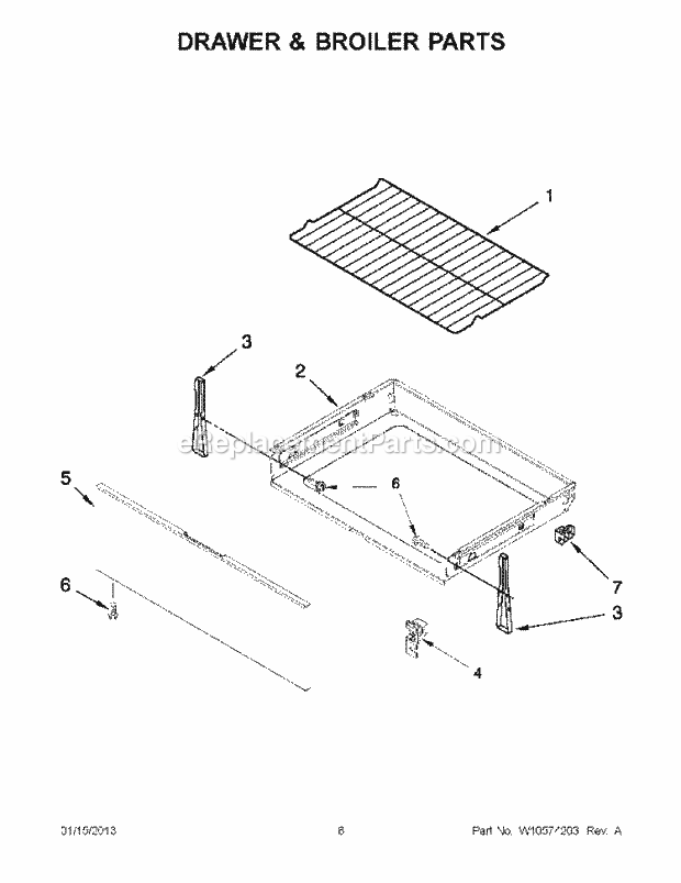 Whirlpool IES426AS0 Range Drawer & Broiler Parts Diagram