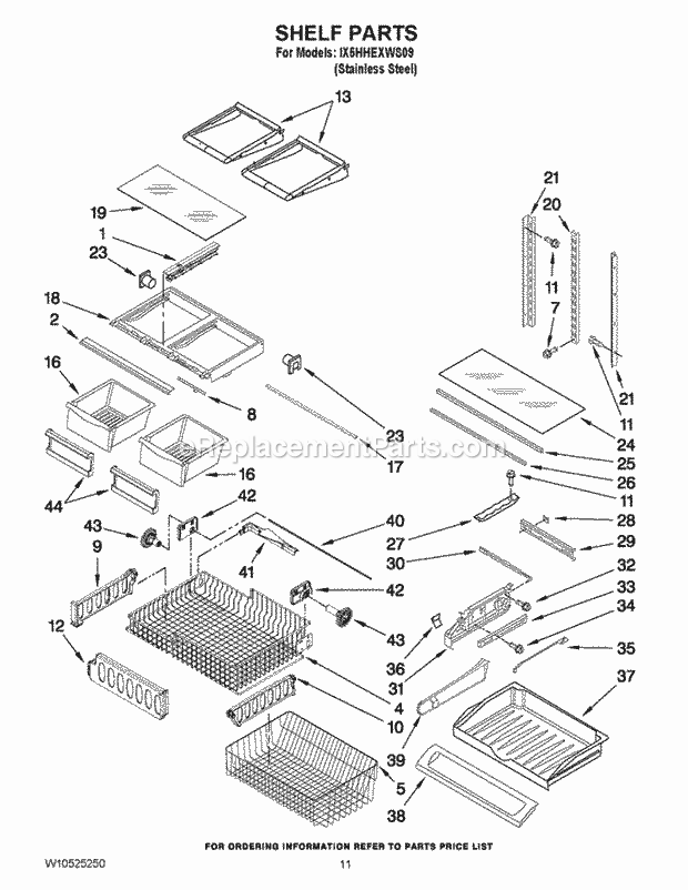 Whirlpool IX5HHEXWS09 Refrigerator Shelf Parts Diagram