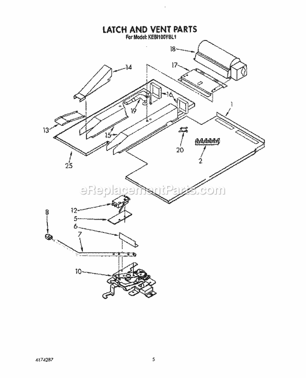 Whirlpool KEBI100YWH1 Range Latch and Vent, Optional Diagram