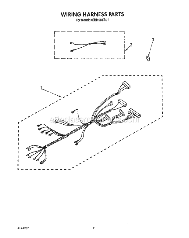 Whirlpool KEBI100YWH1 Range Wiring Harness Diagram