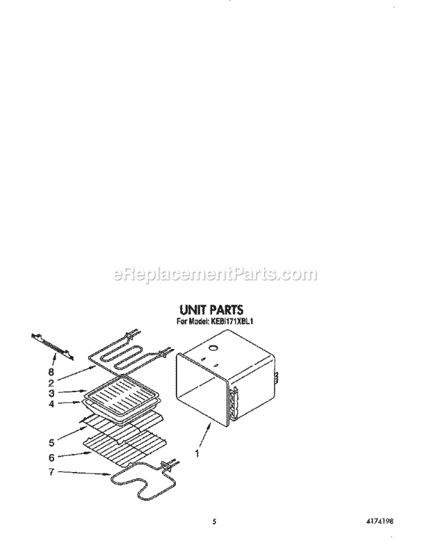 Whirlpool KEBI171XBL1 Range Unit Diagram