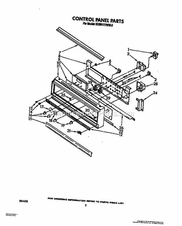 Whirlpool KEBS177WAL0 Range Control Panel, Lit/Optional Diagram