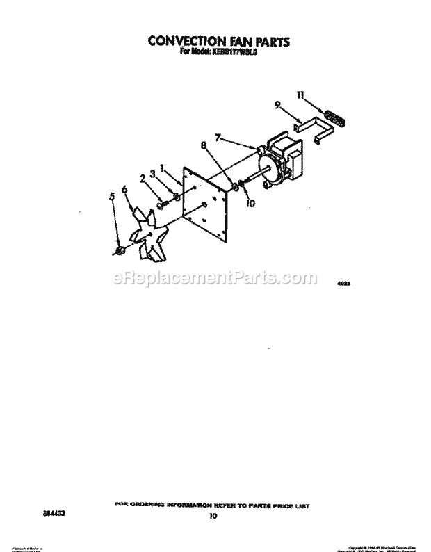 Whirlpool KEBS177WAL0 Range Convection Fan Diagram