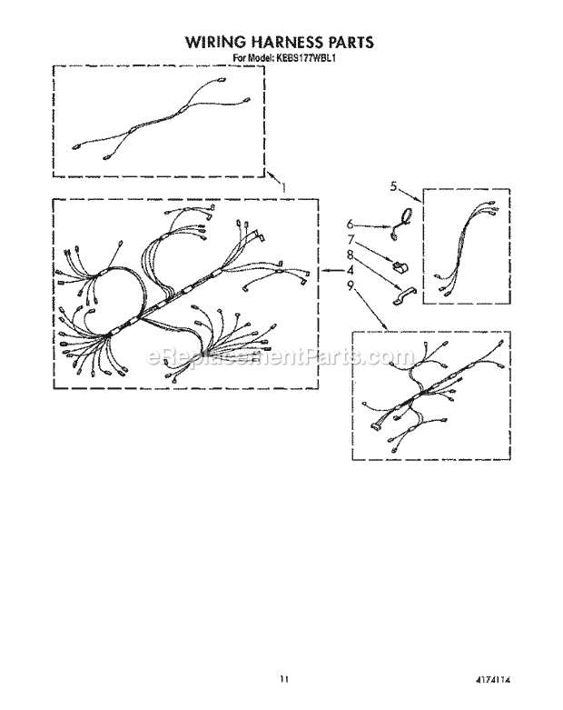 Whirlpool KEBS177WAL1 Range Wiring Harness Diagram