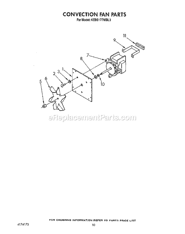 Whirlpool KEBS177WAL3 Range Convection Fan Diagram