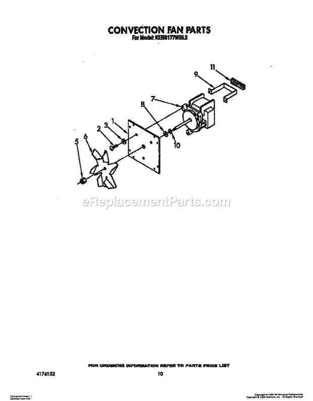 Whirlpool KEBS177WBL2 Range Convection Fan Diagram