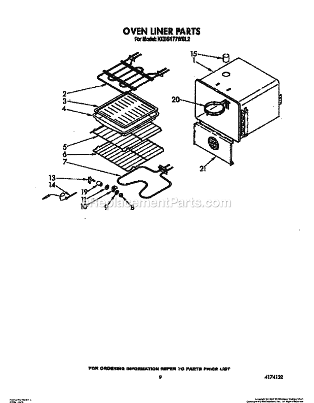 Whirlpool KEBS177WBL2 Range Oven Liner Diagram