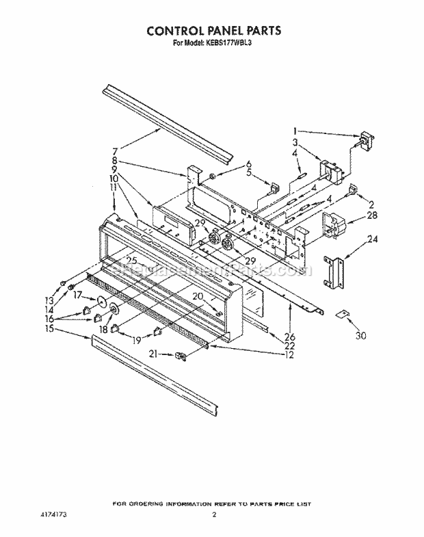 Whirlpool KEBS177WBL3 Range Control Panel, Lit/Optional Diagram
