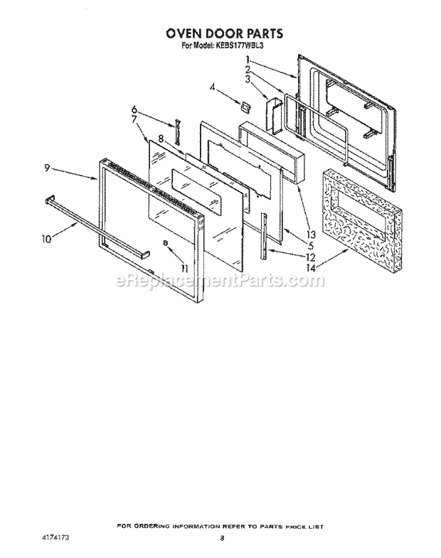 Whirlpool KEBS177WBL3 Range Oven Door Diagram