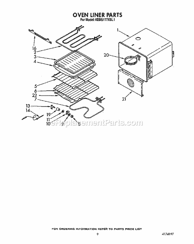 Whirlpool KEBS177XAL1 Range Oven Liner Diagram