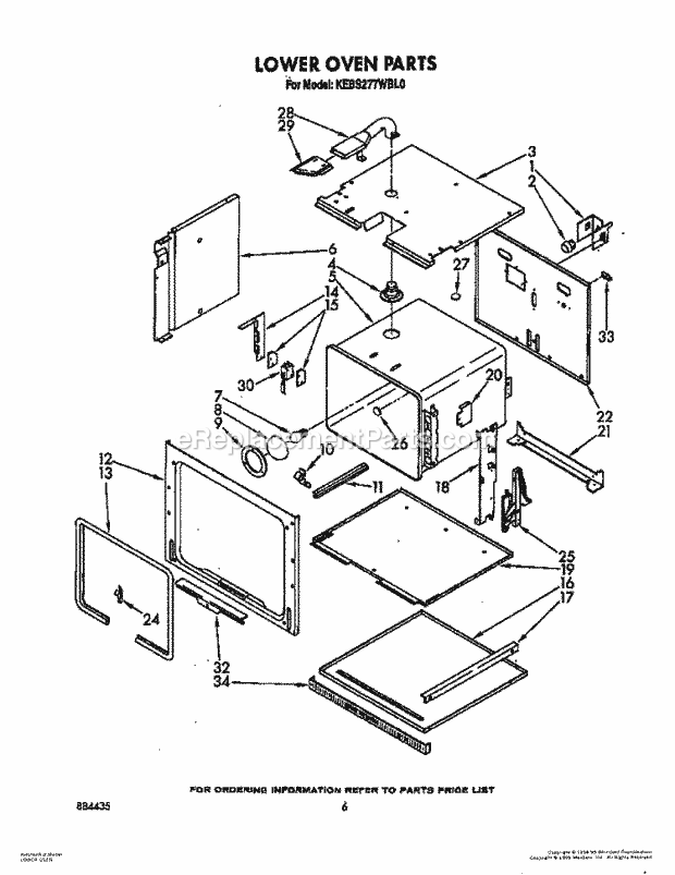 Whirlpool KEBS277WAL0 Range Lower Oven Diagram