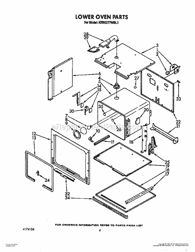 Whirlpool KEBS277WBL1 Range Lower Oven Diagram