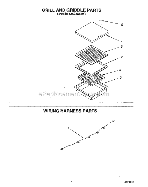 Whirlpool KECG260SAL4 Range Grill and Griddle, Wiring Harness Diagram