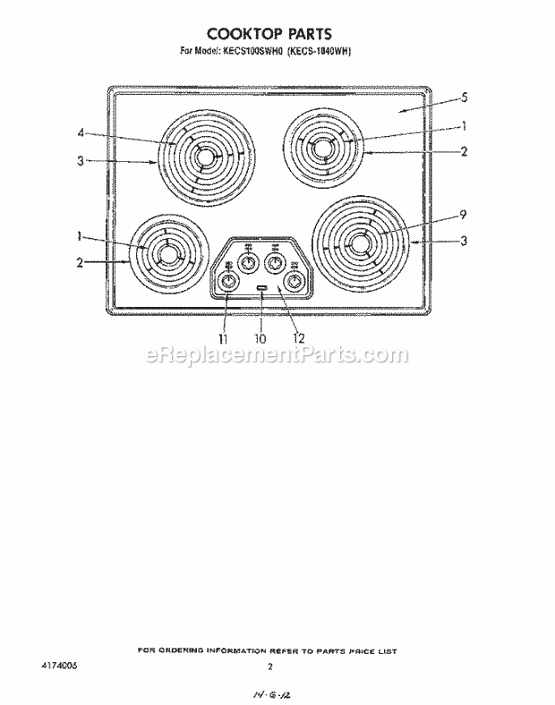 Whirlpool KECS1040WH Range Page C Diagram