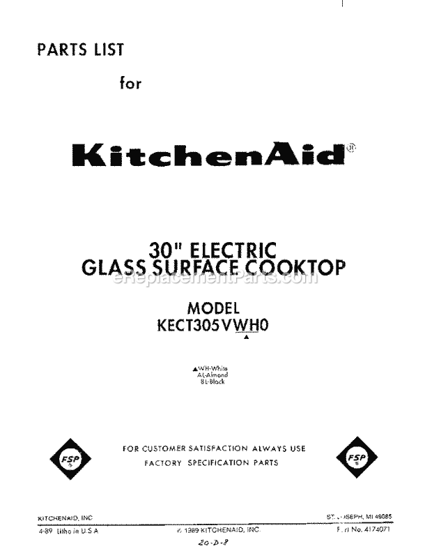 Whirlpool KECT305VBL0 Range Page D Diagram