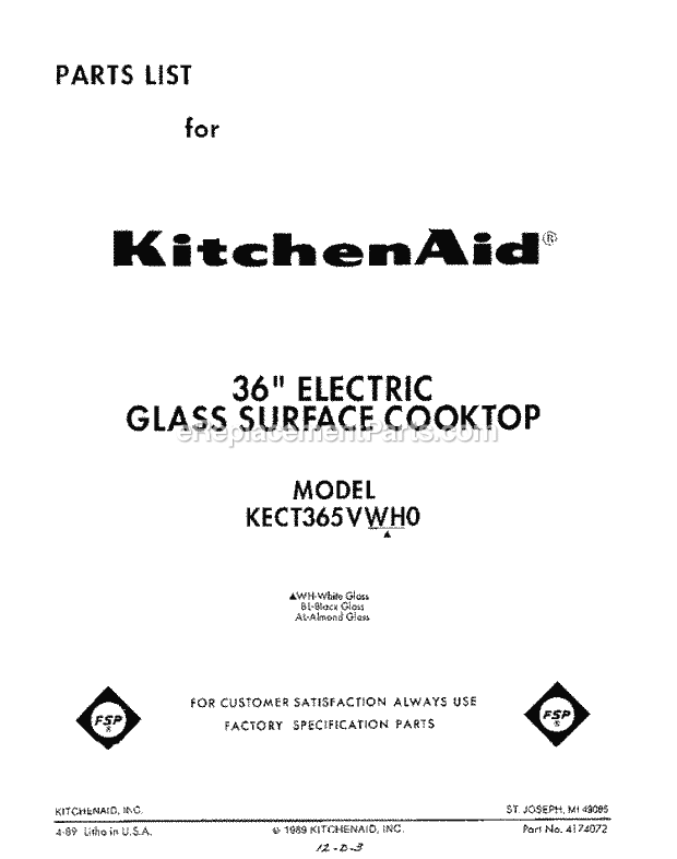 Whirlpool KECT365VAL0 Range Page D Diagram