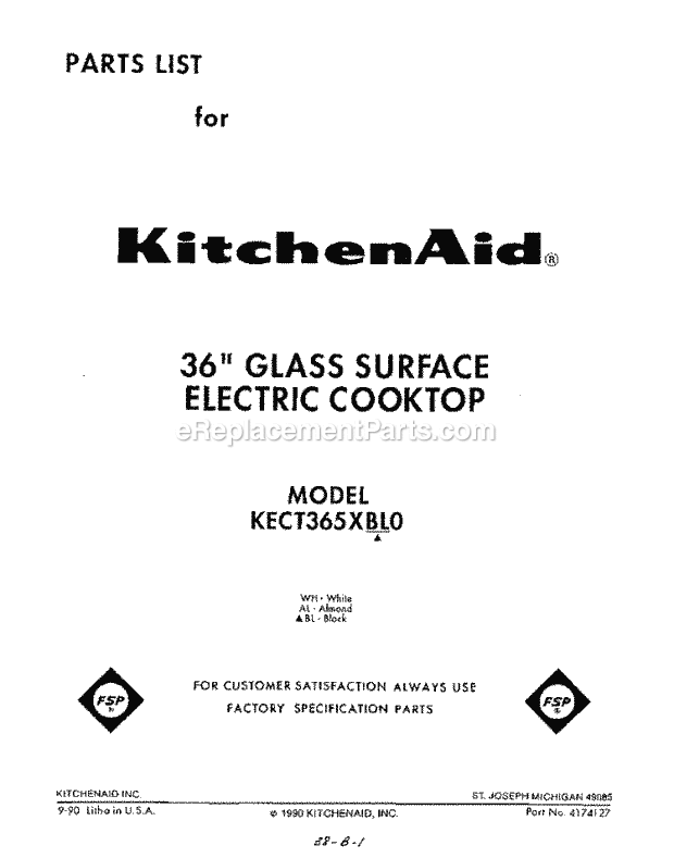 Whirlpool KECT365XAL0 Range Page B Diagram