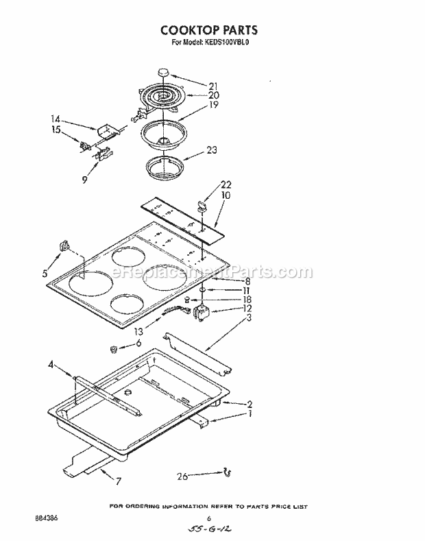 Whirlpool KEDS100VBL0 Range Cook Top , Lit/Optional Diagram