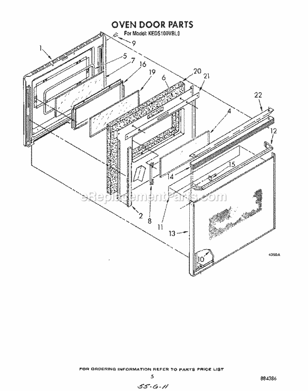 Whirlpool KEDS100VBL0 Range Oven Door Diagram