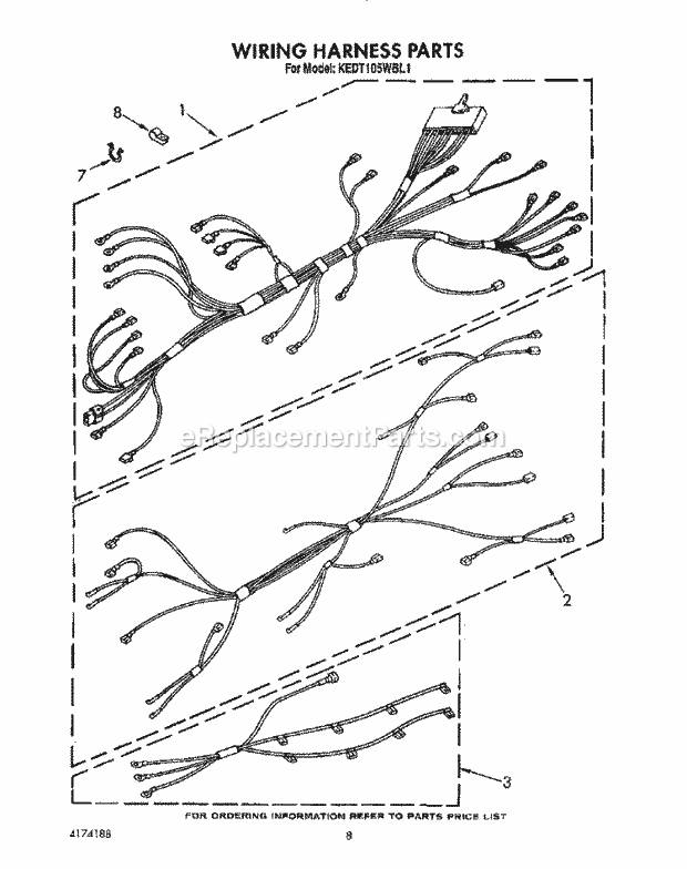 Whirlpool KEDT105WBL1 Range Wiring Harness Diagram