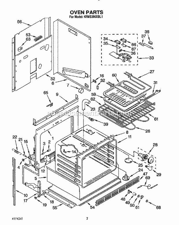 Whirlpool KEMS306XAL1 Range Oven, Lit/Optional Diagram