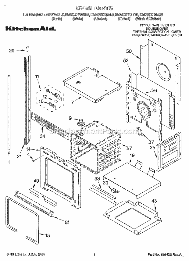 Whirlpool KEMS377GBT0 Range Oven Diagram