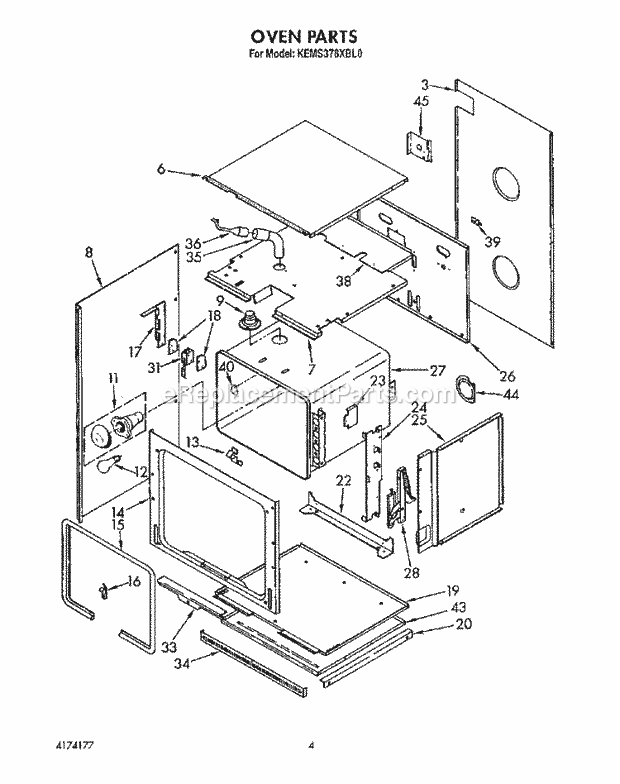 Whirlpool KEMS378XAL0 Range Oven Diagram