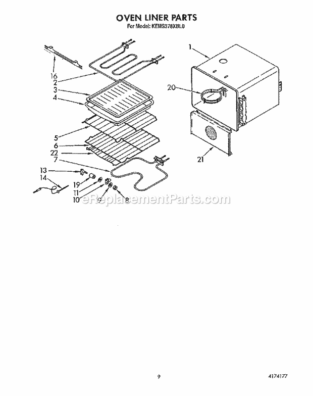 Whirlpool KEMS378XAL0 Range Oven Liner Diagram