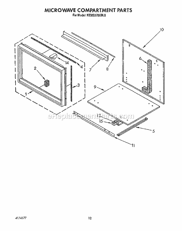 Whirlpool KEMS378XAL0 Range Microwave Compartment Diagram