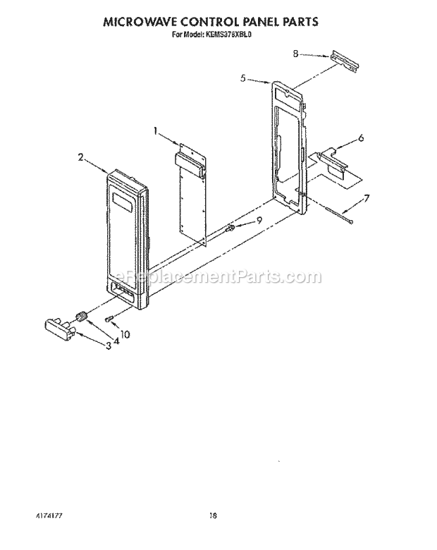 Whirlpool KEMS378XAL0 Range Microwave Control Panel Diagram