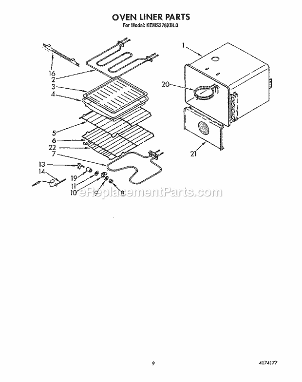 Whirlpool KEMS378XBL0 Range Oven Liner Diagram