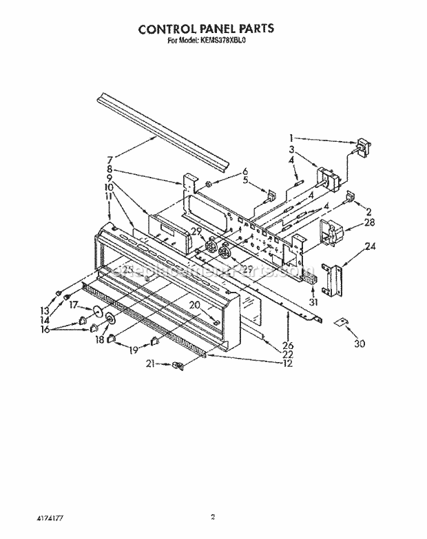 Whirlpool KEMS378XBL0 Range Control Panel, Lit/Optional Diagram
